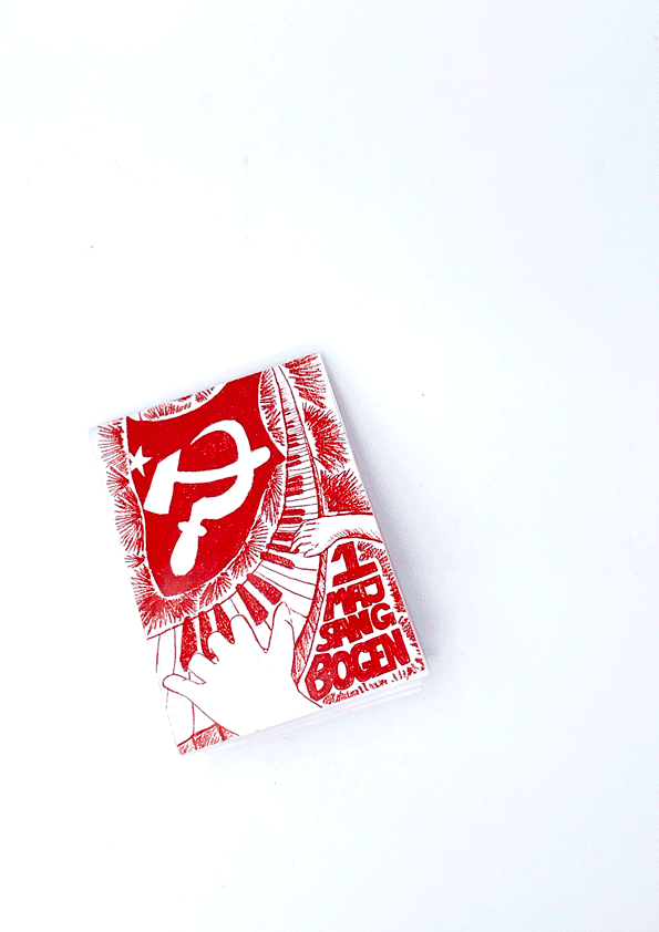 Gif of zine in red and white.